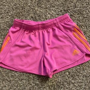 Adidas Kids Pink Shorts with Orange Accents